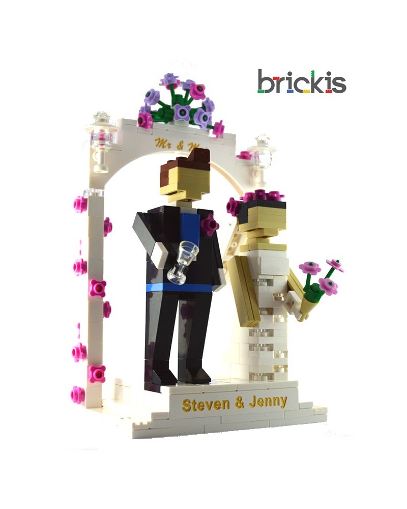 LEGO® Miniland bruidstaart topper huwelijk, gegraveerd gepersonaliseerd