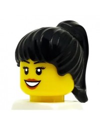 Negro Lego Minifigura Cabello Largo Cabello Cola de Caballo 