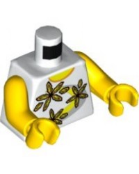 Haut du corps LEGO en blanc, chemise à 3 fleurs