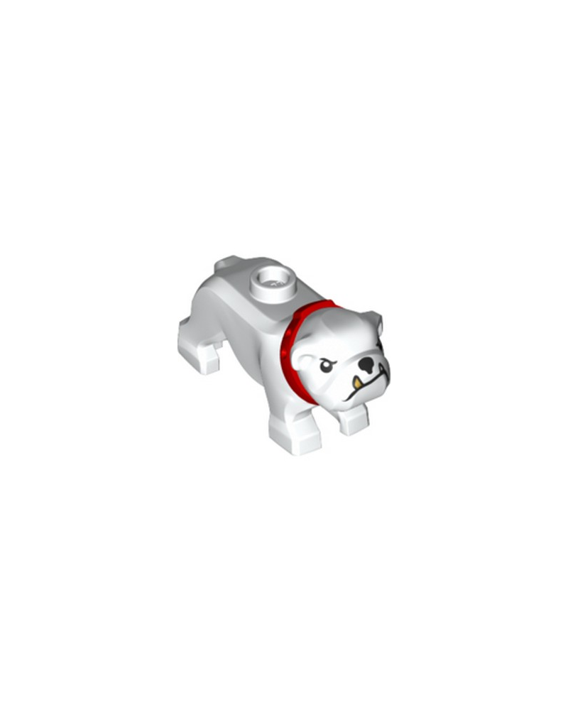 Bouledogue chien blanc LEGO® City avec collier rouge 65388pb01