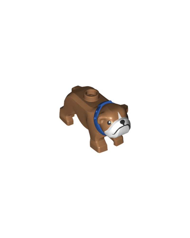 Bouledogue chien marron LEGO® City avec collier bleu 65388pb02