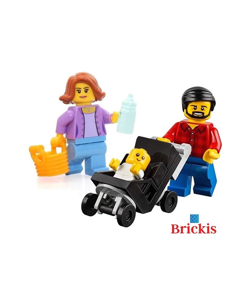 3x LEGO® minifigures mom dad baby pram