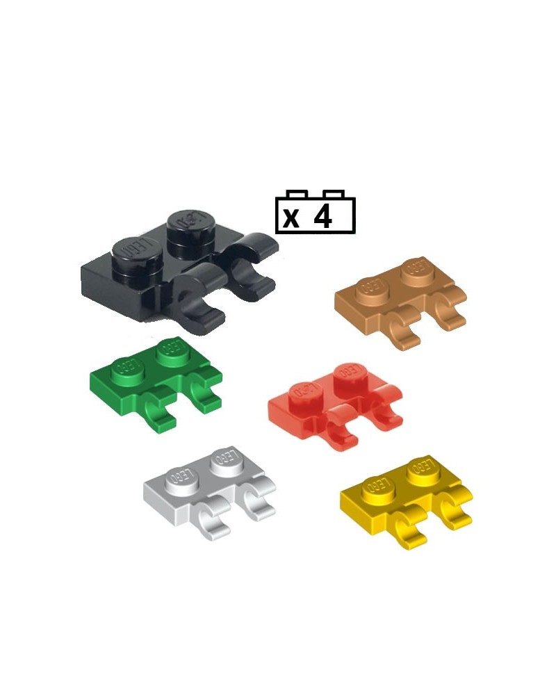 LEGO® 4x Plaat, Modified 1 x 2 with 2 Open O Clips (Horizontal Grip) 60470b