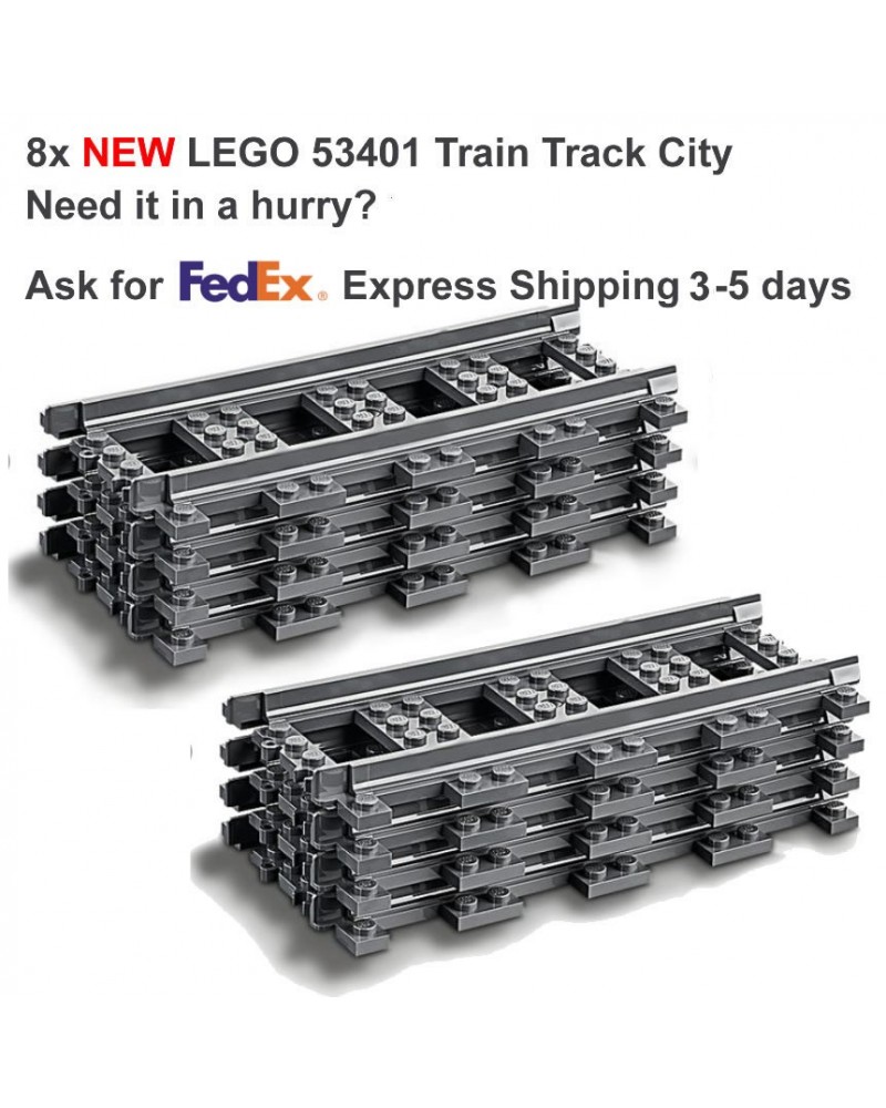 LEGO® 8x Zug Gerade Bahn Rail Railway City Town - 53401 6037688