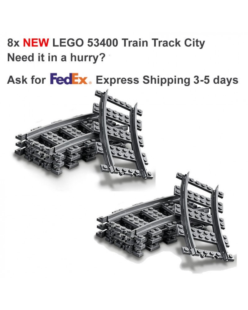 LEGO® 8x Zug Gebogene Bahn Rail Railway City Town - 53400 6037688