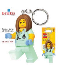 LEGO® Keychain tall minifigure 7,6 cm - 3 inch for Paramedics doctors nurses bright LED light in both feet