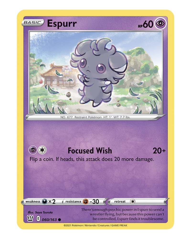 Pokémon trading card Espurr 060/163 S&S Battle Styles OFFICIAL
