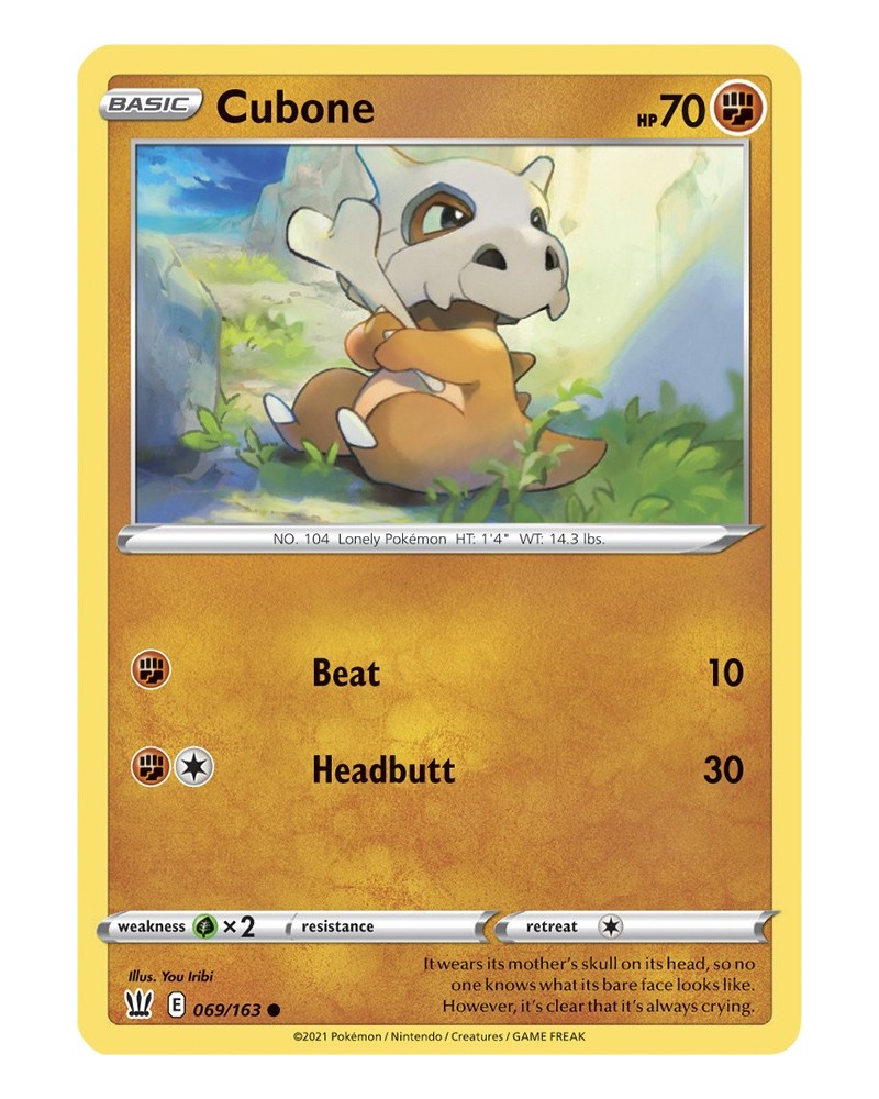 Pokémon trading card / kaart Cubone 069/163 S&S Battle Styles OFFICIAL Pokémon trading card / kaart Cubone 069/163 S&S Battle Styles OFFICIAL