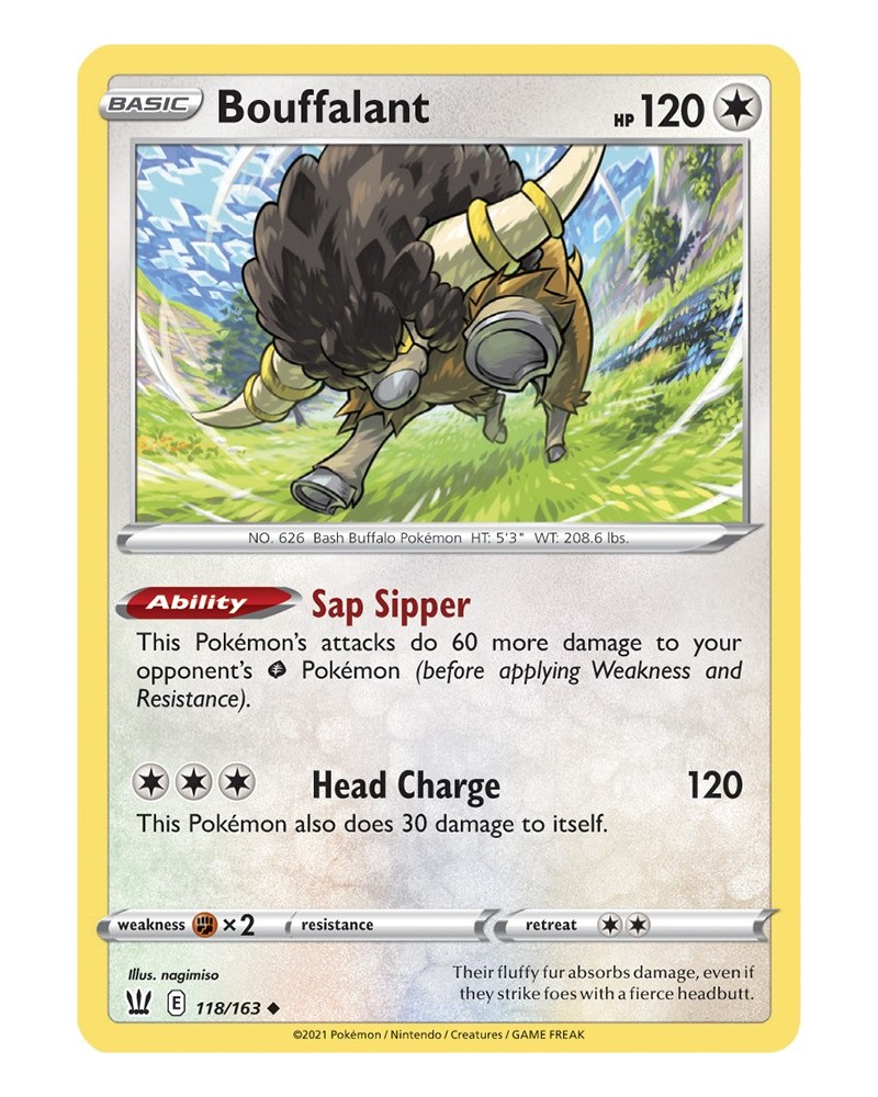 Pokémon trading card Bouffalant 118/163 S&S Battle Styles OFFICIAL