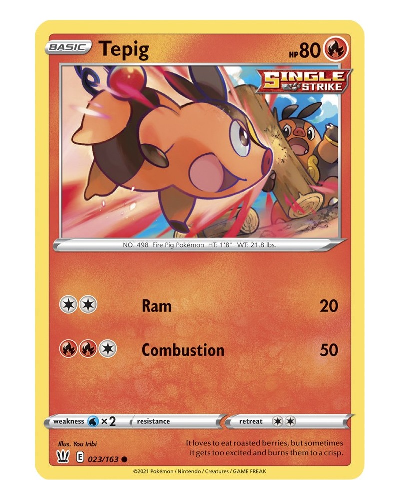 Pokémon trading card / kaart Tepig 023/163 S&S Battle Styles OFFICIAL