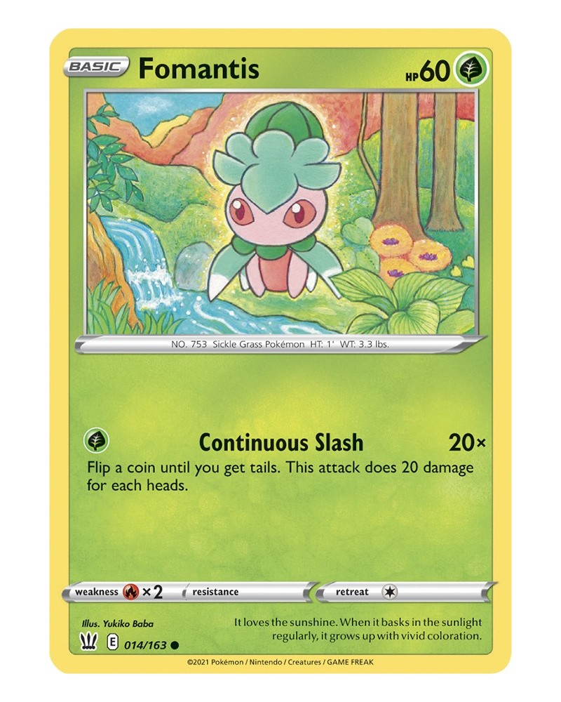 Pokémon trading card / Tarjeta Fomantis 014/163 Sword & Shield 5 Battle Styles