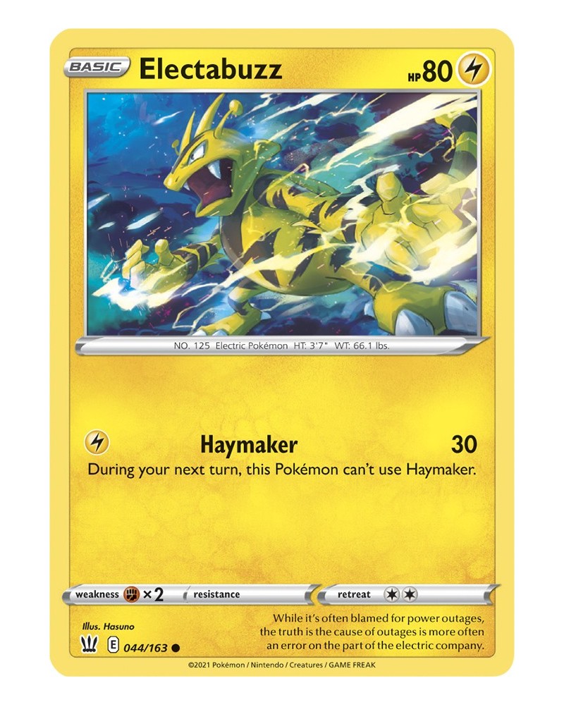 Official Pokemon Trading Cardelectabuzz 044 163 Sword Shield 5 Battle Styles