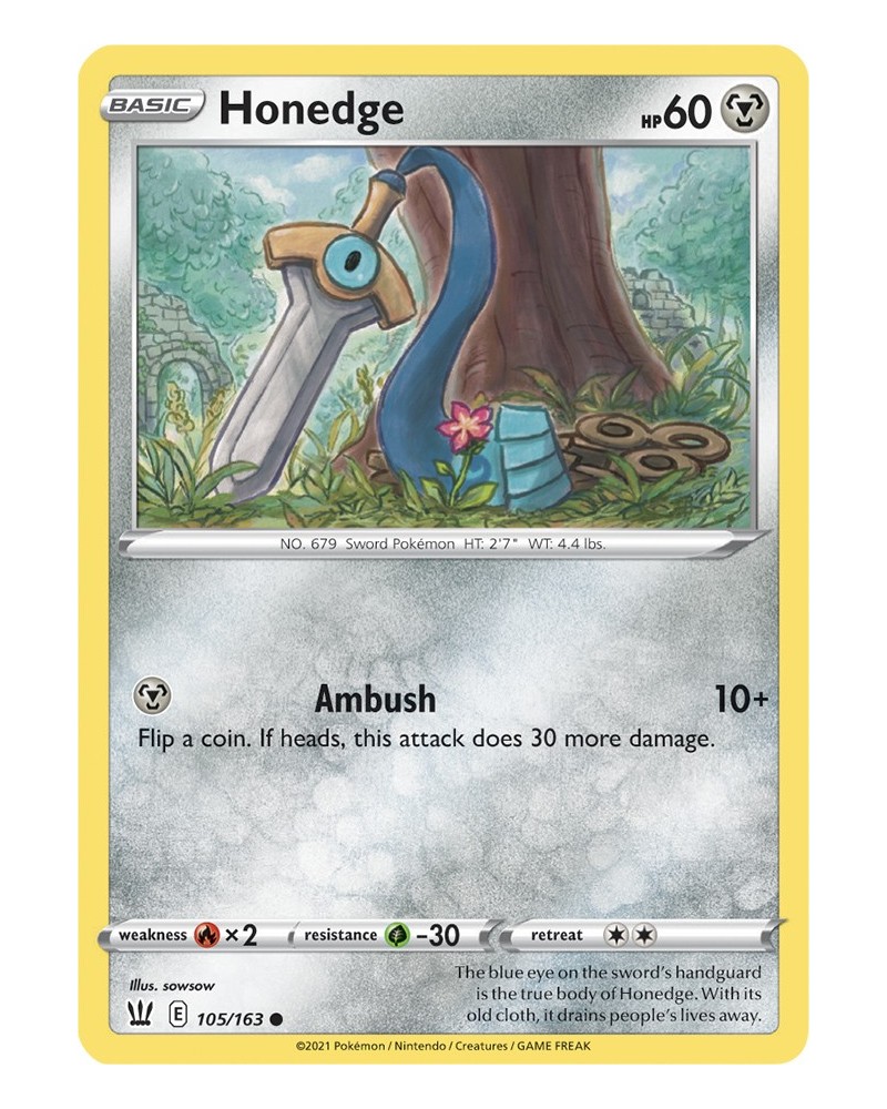 Pokémon trading card Honedge 105/163 Sword & Shield 5 Battle Styles OFFICIAL