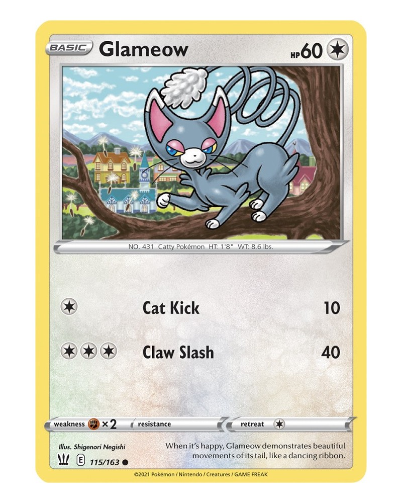 Pokémon trading card / carte Glameow 115/163 Sword & Shield 5 Battle Styles