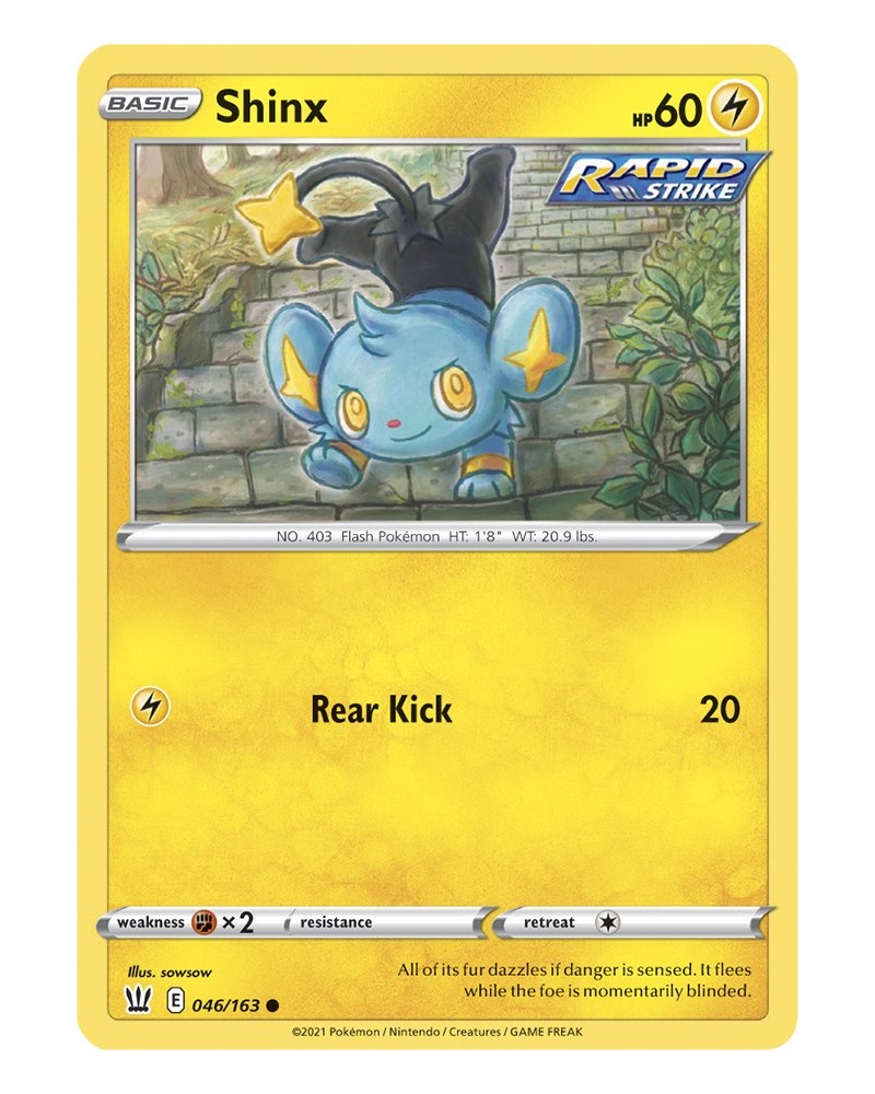 Pokémon trading card / Tarjeta Shinx 046/163 Sword & Shield 5 Battle Styles