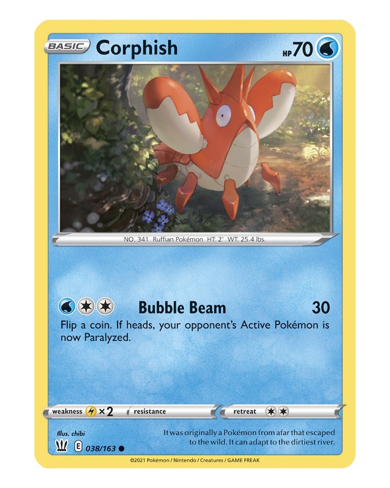 Pokémon trading card / Tarjeta Corphish 038/163 Sword & Shield 5 Battle Styles
