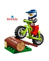 LEGO® MOUNTAIN BIKER minifig + Vélo + tronc d'arbre