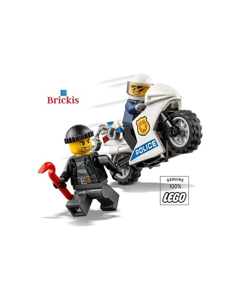 Lego Figurine Minifig Police policier pilote moto motard noir casque cty0393 NEW