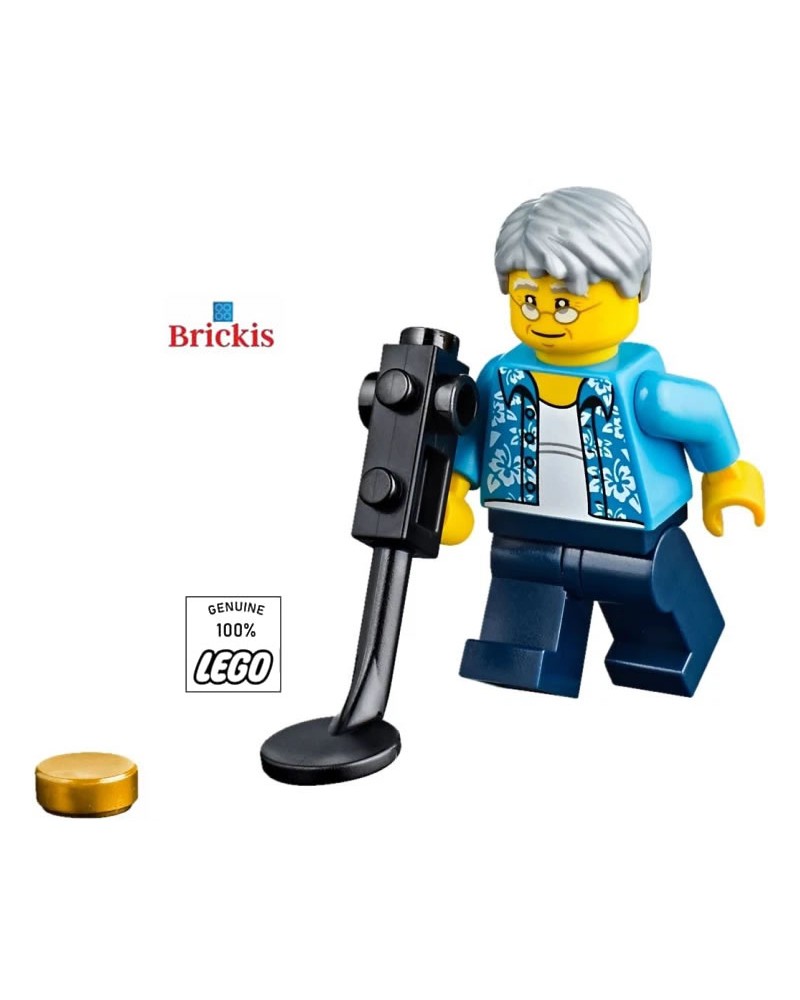 LEGO® Minifigure Grandpa Metal Detector Treasure Hunter at the Beach