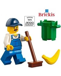LEGO® Minifiguur Vuilnisman borstel - vuilbak - banaan