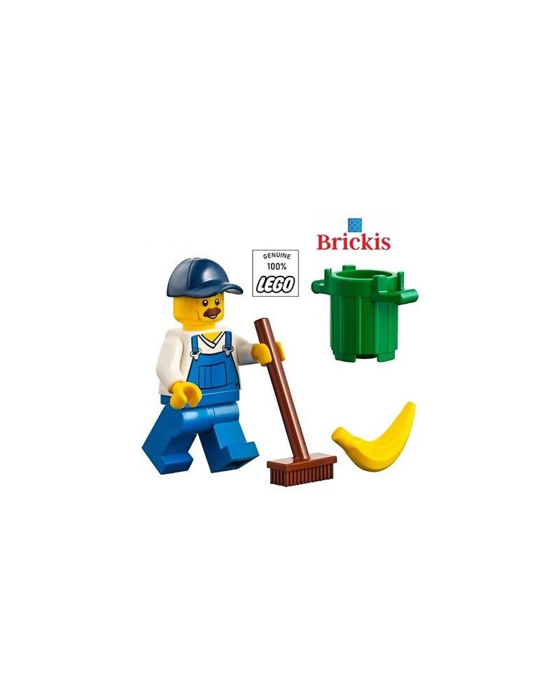 LEGO® Minifigura bote de basura - plátano - escoba