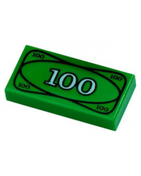 Lego® City Fliese 1x2 grün bedruckt Geld 100 Schein 10 Stück 3069bpx7 Geldschein 