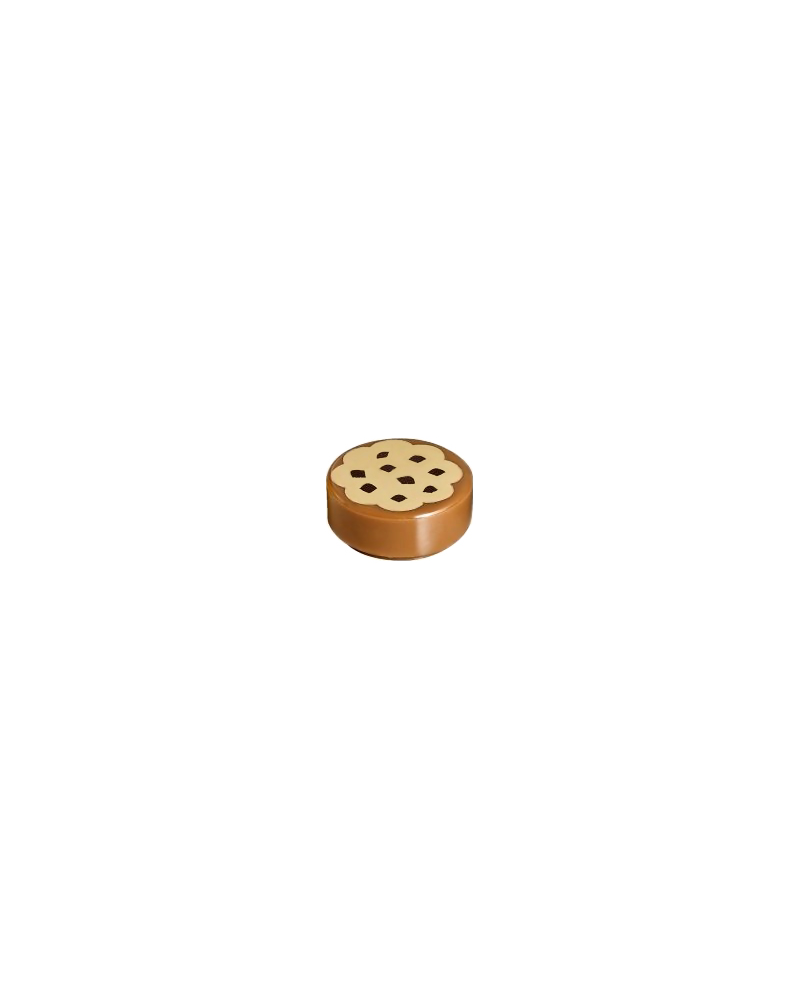 Tuile LEGO, ronde 1 x 1 biscuit avec des pépites de chocolat 98138pb014