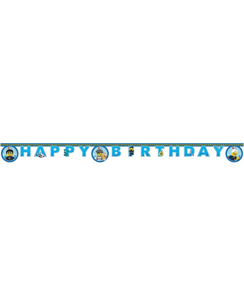 Bannière Happy Birthday Lego City 2 mètres papier bleu