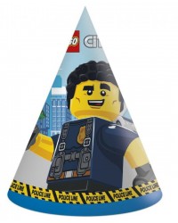 6x Chapeaux de fête Lego City junior bleu papier