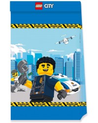 Sacs de fête Lego City junior papier bleu 4 pièces