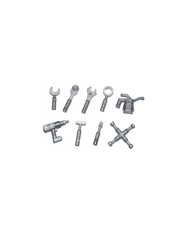 Utensilio para minifigura de plata plana LEGO®, 9 herramientas en un paquete 11402 60308758