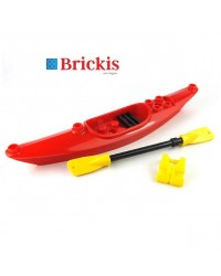 Kayak rojo LEGO® con remo y chaleco salvavidas