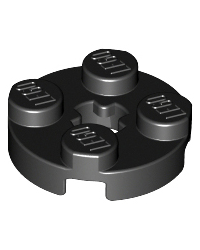 LEGO® zwarte plaat rond 2 x 2 met asgat 4032