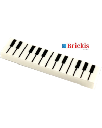 Tuile blanche LEGO 1 x 4 avec touches de piano noires et blanches 2431pb593