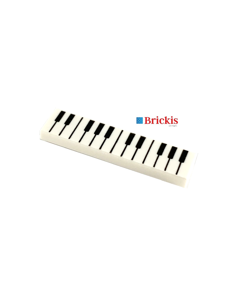 LEGO White Tile 1 x 4 with Black and White Piano Keys Pattern  2431pb593