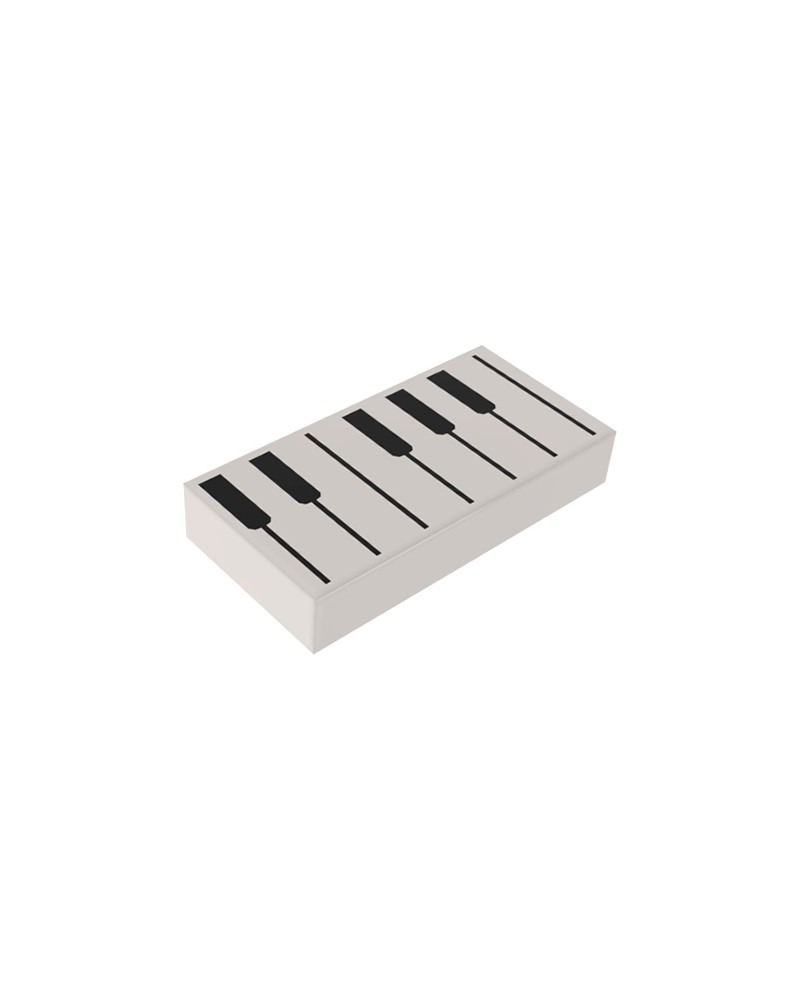 Tuile blanche LEGO® 1x2 avec touches de piano noires et blanches 3069bpb0761