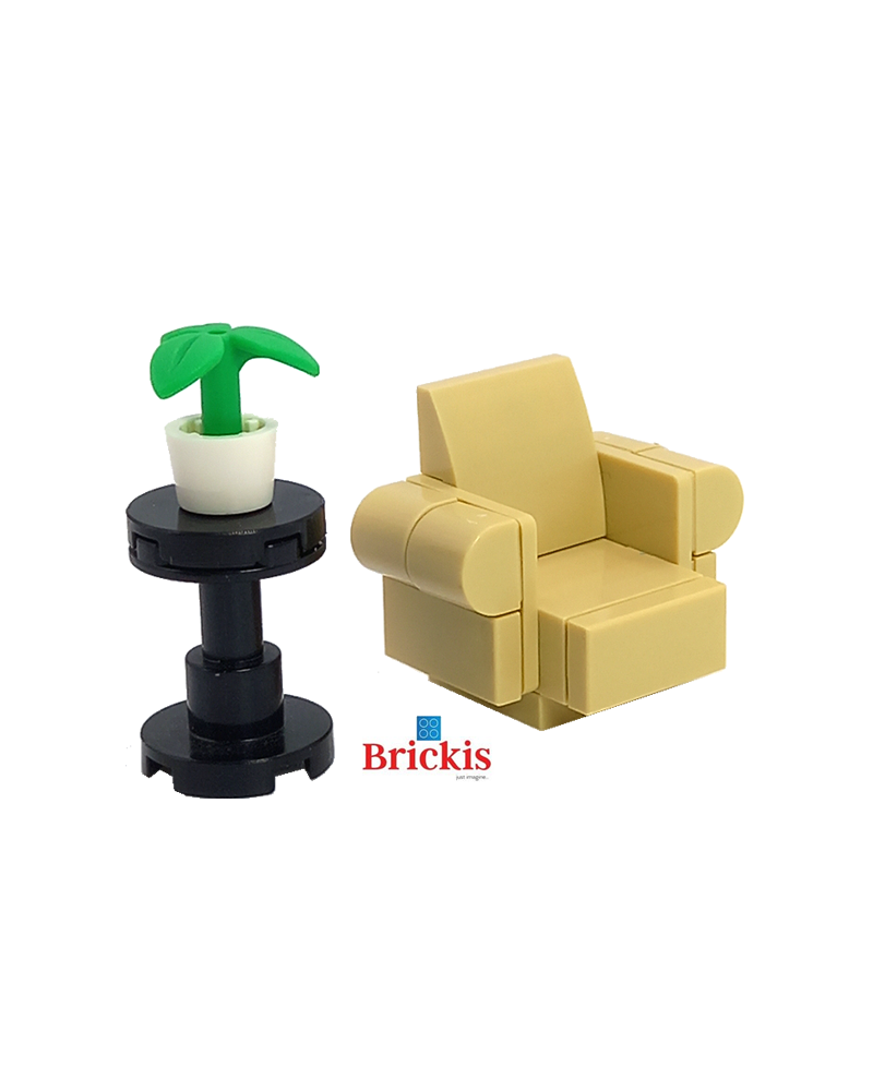 LEGO® zetel sofa met tafel en plant mini set modular bouw