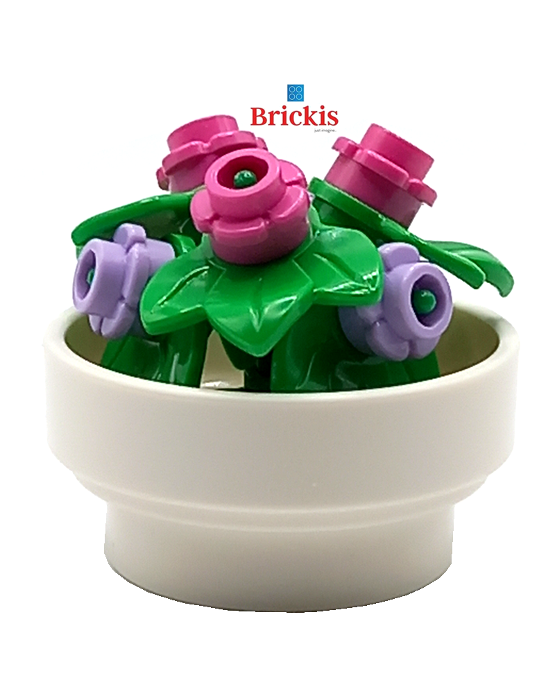 MOC LEGO® fleurs de diférents couleurs dans un pot de fleurs