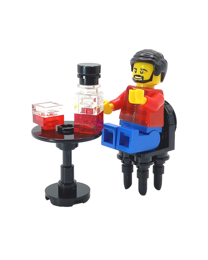 LEGO® MOC table with wine + minifigure