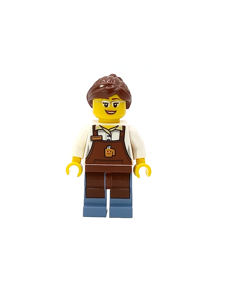 LEGO® minifigura mujer vendedora de cafe Barista