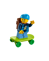 LEGO® Minifigura chico skater + patineta + mochila escolar