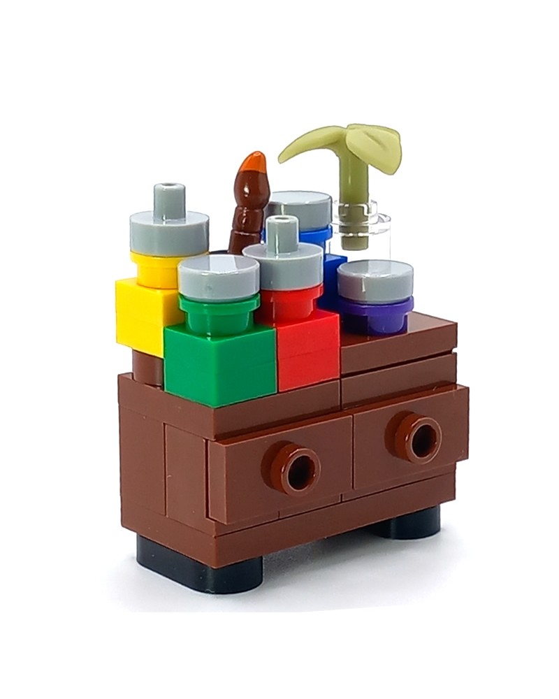 LEGO® MOC kast met verf en penseel voor een schilder