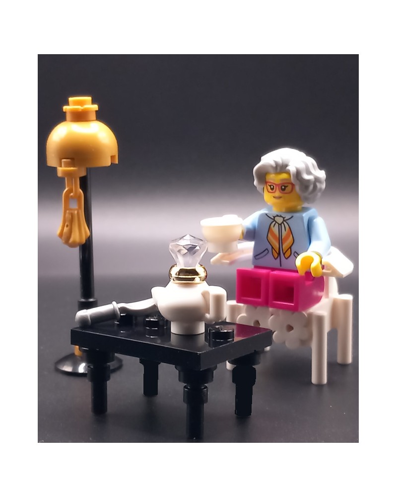 LEGO® MOC mesa de centro de salón vintage con lámpara