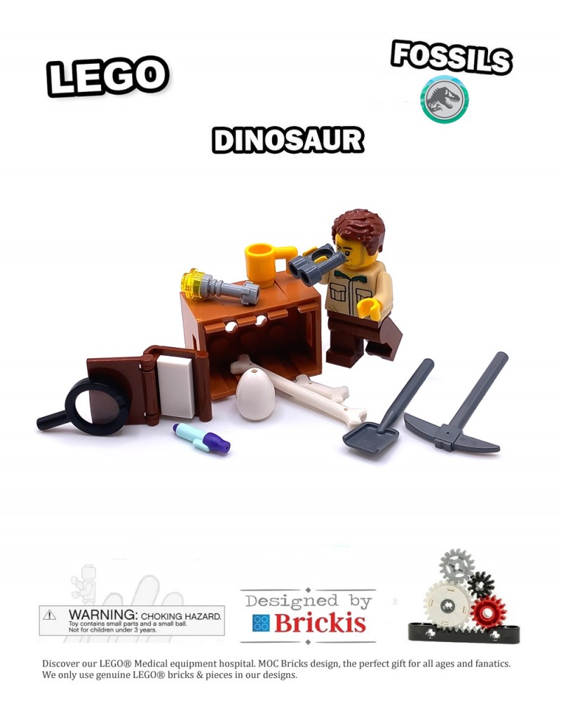 LEGO® MOC Paleontology - outils pour paléontologue fossiles dino oeuf