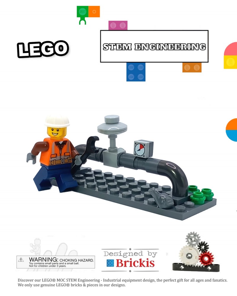 LEGO® MOC STEM Engineering Tubería industrial con válvula.