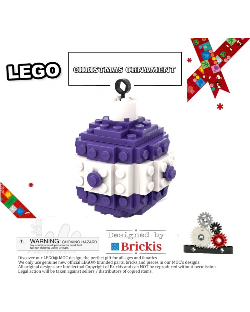 Boule de Noël LEGO® 2 couleurs blanc violet foncé