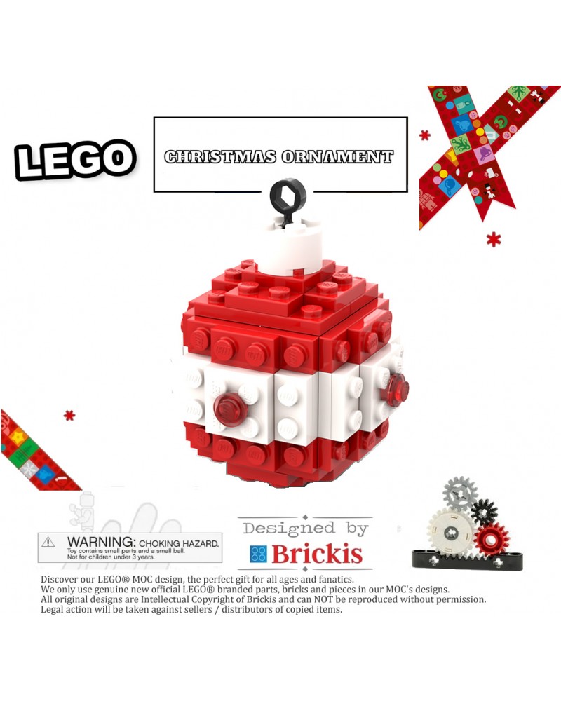 LEGO® Christmas Ornament bauble for Xmas 2 colors white red