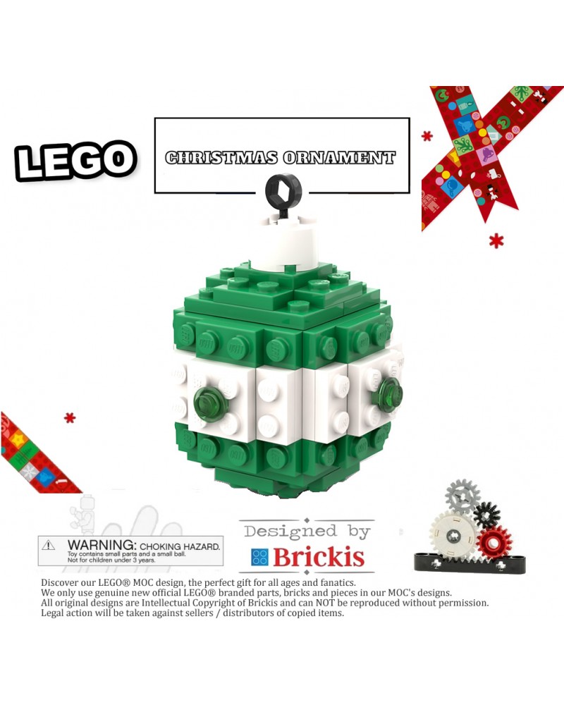 Boule de Noël LEGO® 2 couleurs blanc vert