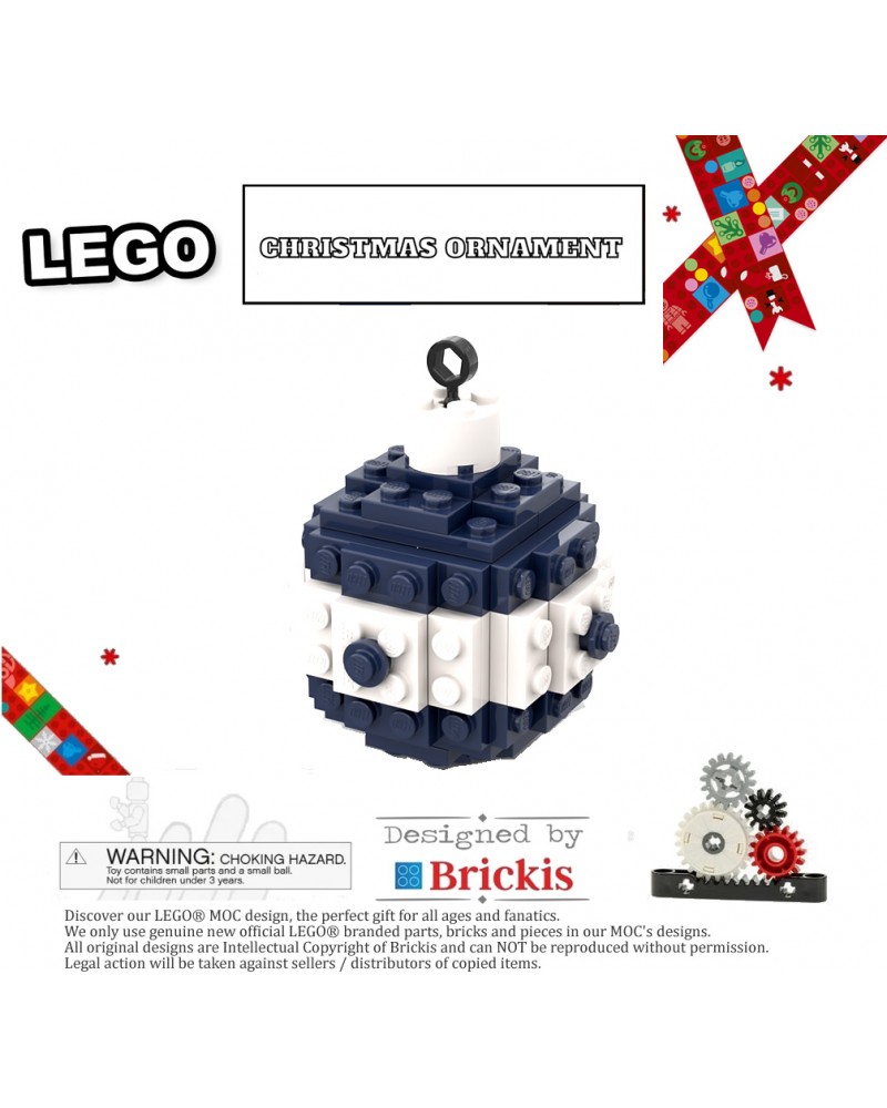 LEGO® Christmas Ornament bauble for Xmas 2 colors white dark blue