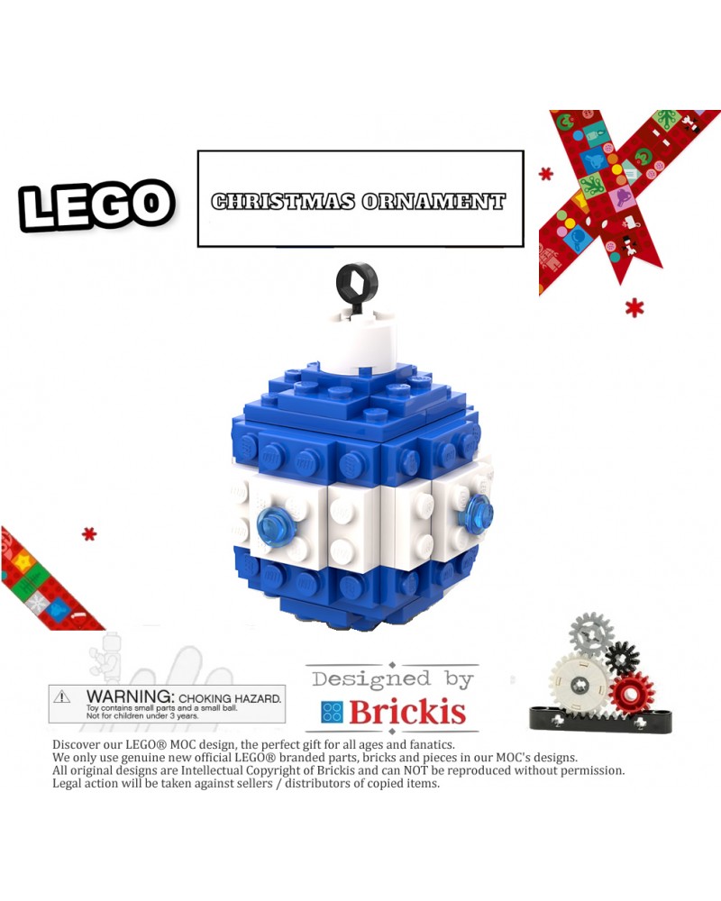 LEGO® Kerstbal voor de kerstboom - Kerstmis 2 kleuren wit blauw